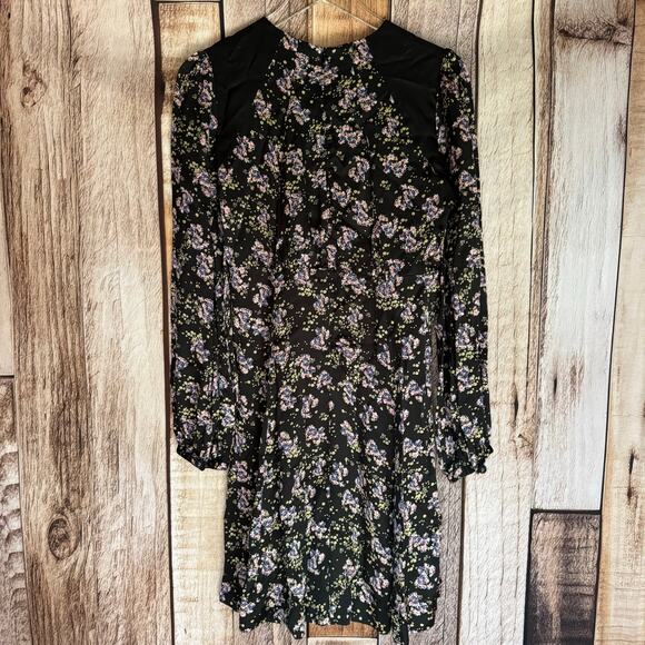 byTiMo Dress Floral Long Sleeve Mini Black Boho Romantic M Cottagecore Chic - Picture 2 of 8